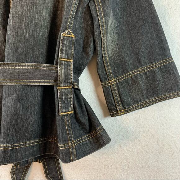 AG Adriano Goldschmied The Tabitha Denim Jacket Sz XS Black Wash Belted‎ - Picture 10 of 15